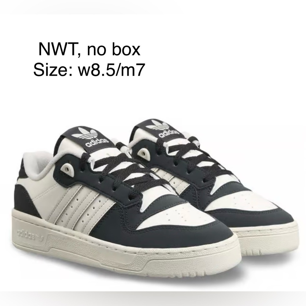 Women Adidas 8.5 RIVALRY LOW Lifestyle Shoes Carbon/Talc/Cloud White/Black ID756